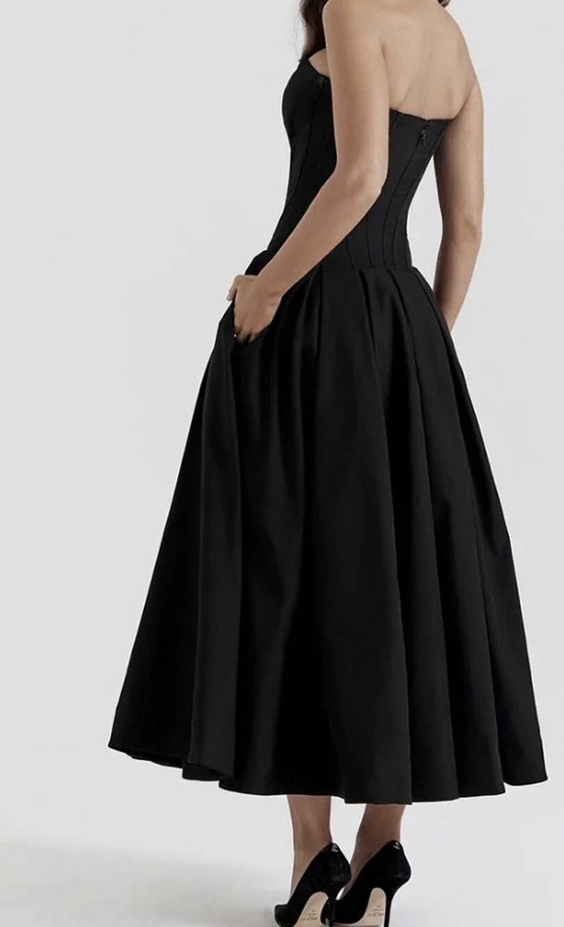 Pact Women's Organic Cotton Flare Crossback babydoll Black Maxi Dress M A011193